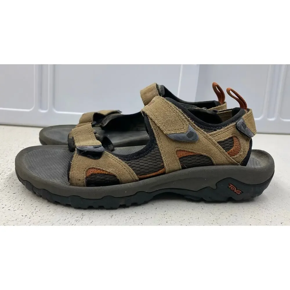 Men Teva Hudson leather outdoor hiking performance strap sandals shoes, 8